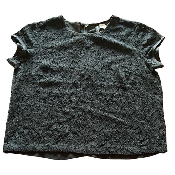 H&M Divided Size 4 Black Lace and Chiffon Blouse Cropped - Picture 5 of 8